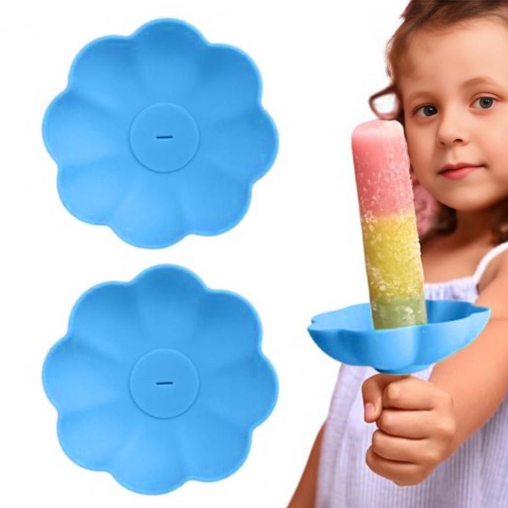 Reusable Ice Cream Rack Silicone Popsicle Stand Set Ice Cream Rack Portable Snack Holder Reusable Dual for Kids