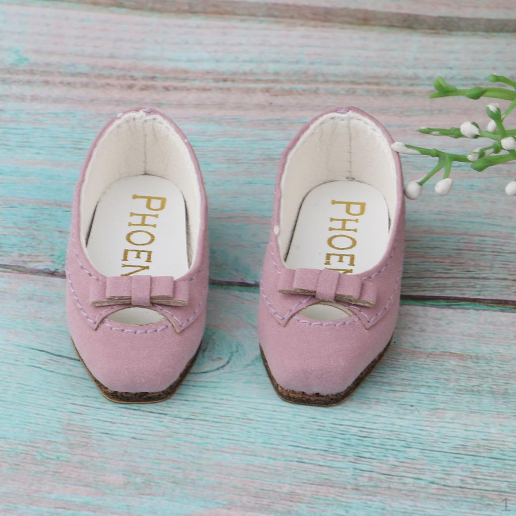 

1/6 Doll Bowknot Leather Shoes Flats For BJD Nude Pink
