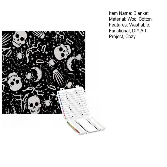 DIY Coloring Blanket Color Your Own Blanket DIY Coloring with 24 Markers Customizable Washable Throw Blanket for Home Decor Party Art Project