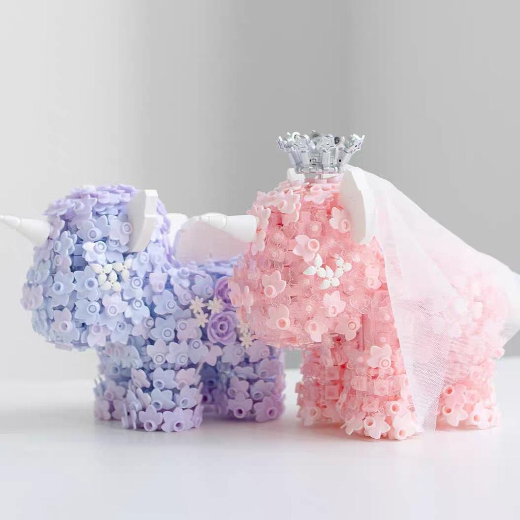 Moonlight Club Flower Unicorn DIY Small Building Blocks Assembly Toys Cute Desktop Accessories Children Birthday Gift