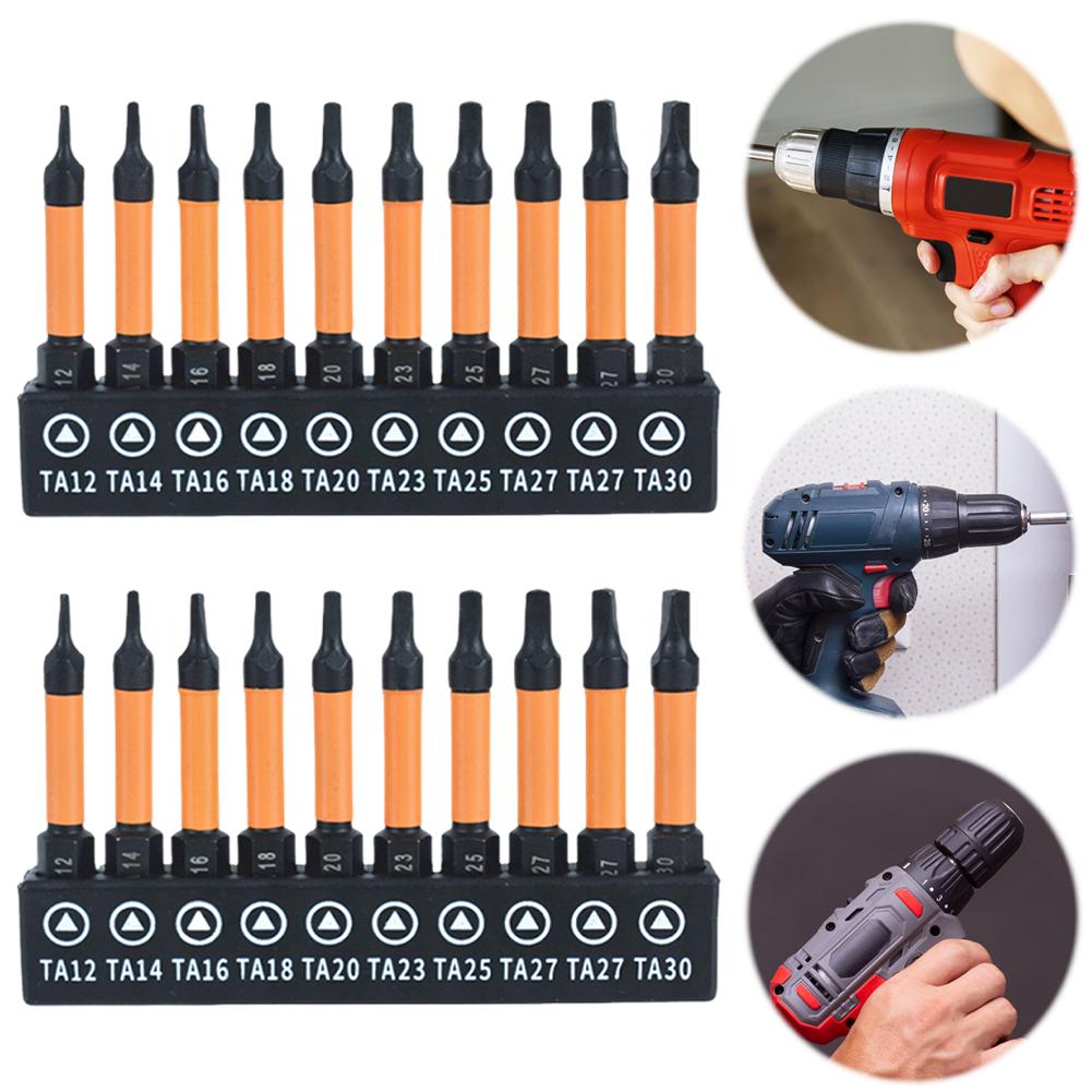 10 PCS Triangle Bit Set Magnetic Head S2 Alloy Steel Triangle Screwdriver Bits TA12 TA14 TA16 TA18 TA20 TA23 TA25 TA27 (x2) TA30