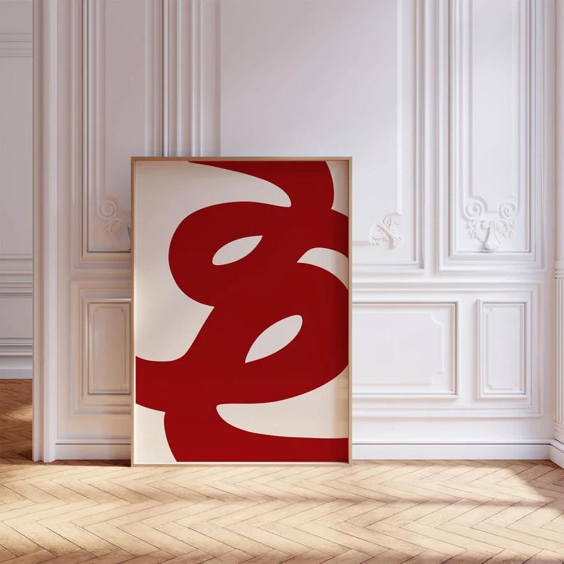 Colourful Red Green Blue Minimalist Abstract Modern Art Poster Unframed Canvas Print Wall Decor Perfect Gift for Bedroom Living Room Home Office