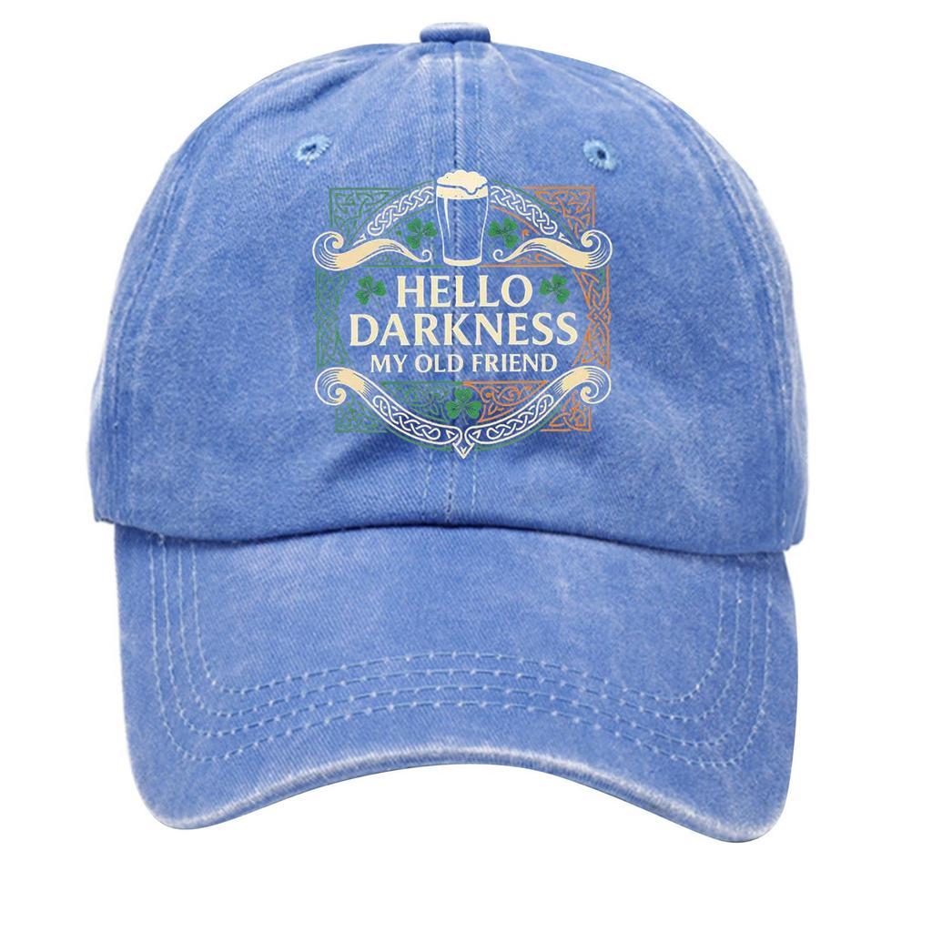 Washed cotton baseball cap with printed distressed soft top denim hat, vintage hat