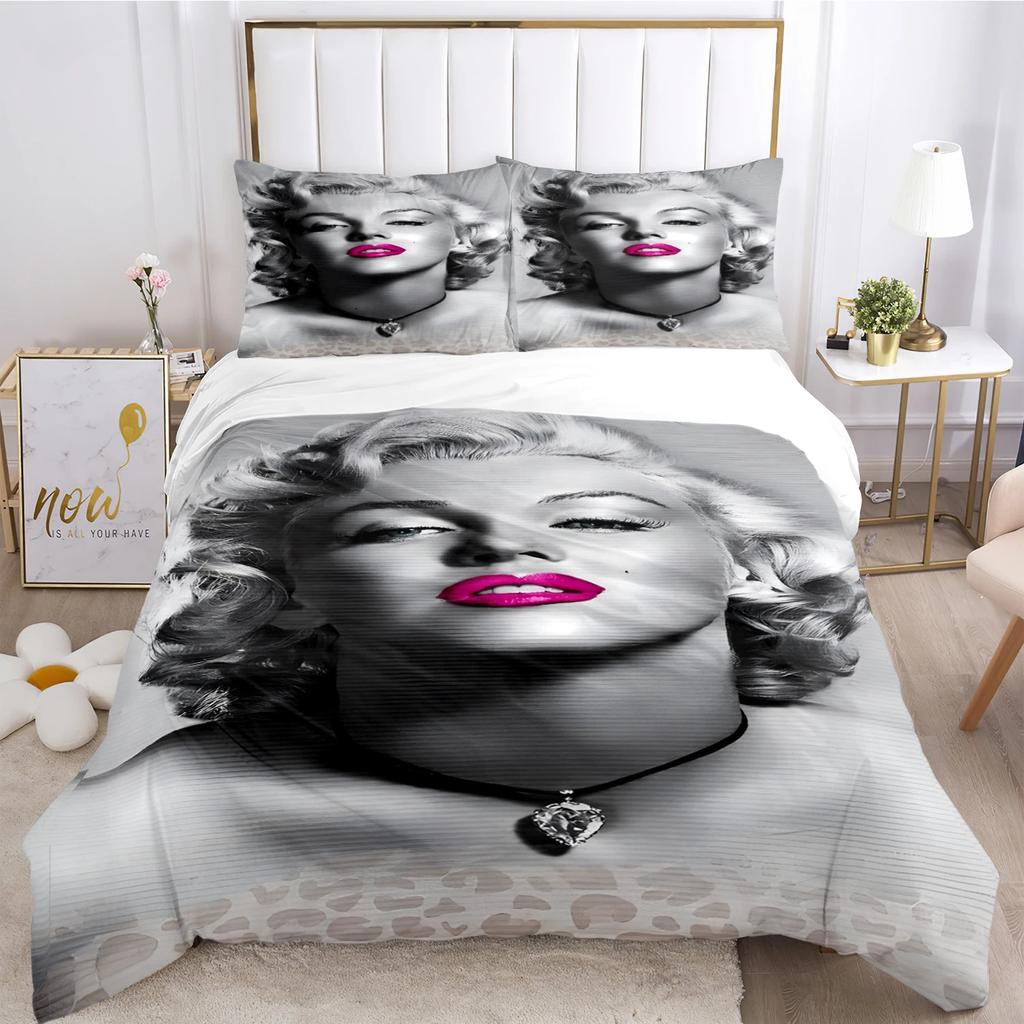 Marilyn Monroe Duvet Cover Soft Bedding Set with Pillowcases for Teens Single Double Queen King Size