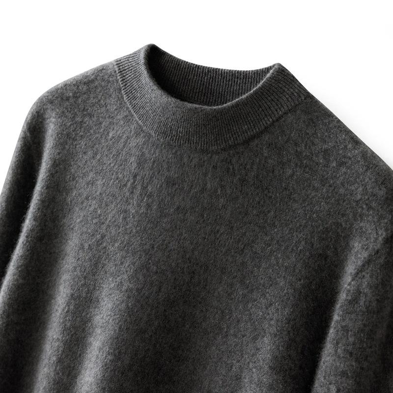100 Pure Cashmere Shirt Solid Color Flat Semi-turtleneck Sweater Basic Knitting Men