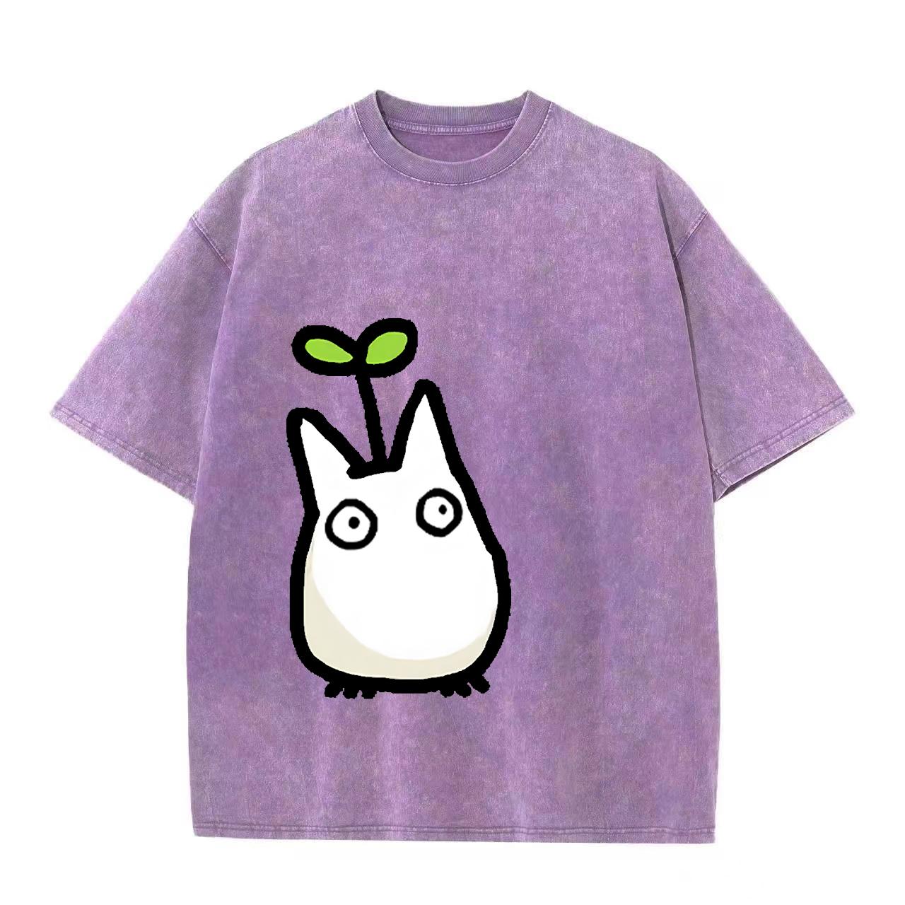 

Ретро випрана вінтажна футболка Футболка Studio Ghibli Футболка Тоторо Осінь Зима Японська футболка Аніме Чоловіча футболка L