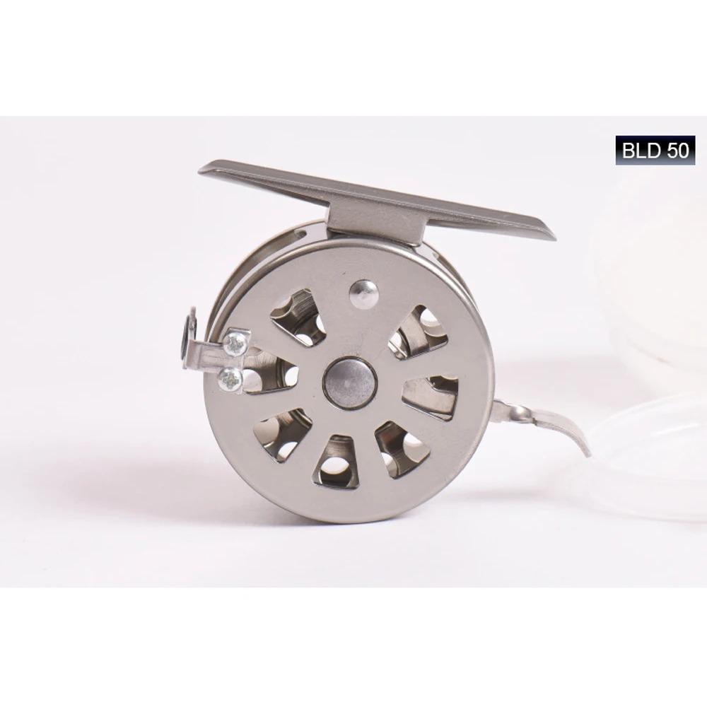 Vollaluminium Eisangelrolle Rechtshand V-Form Fliegenrad 50mm 60mm Fliegen Winterangelrollen Übersetzungsverhältnis 1:1 Für Draußen