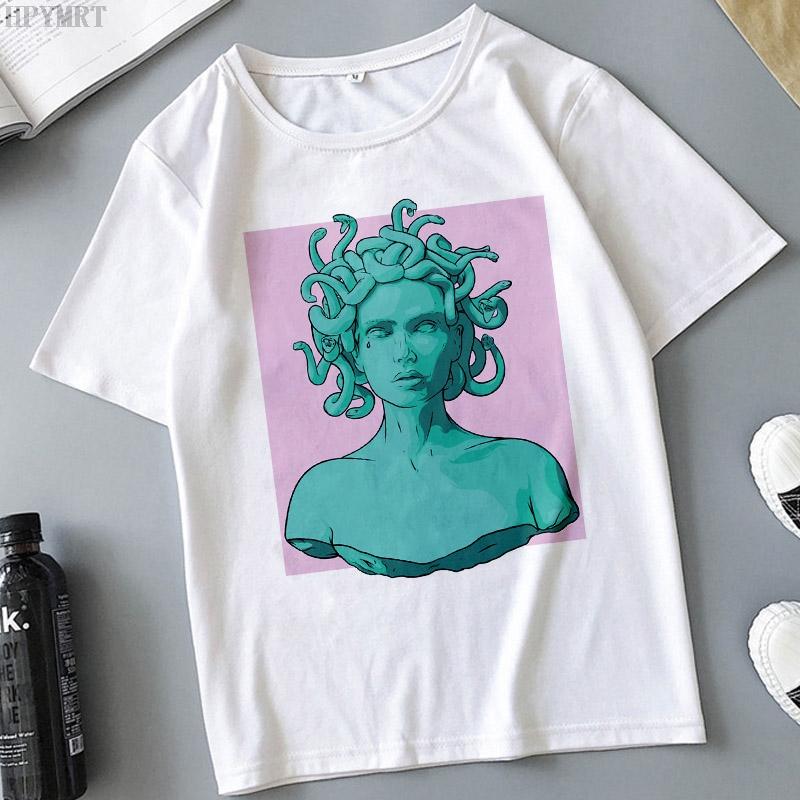 Snake Head Female Monster Medusa Printed T-shirt Summer Women's Casual White Female Tshirt Harajuku Vintage Fashion Tops T Shirt