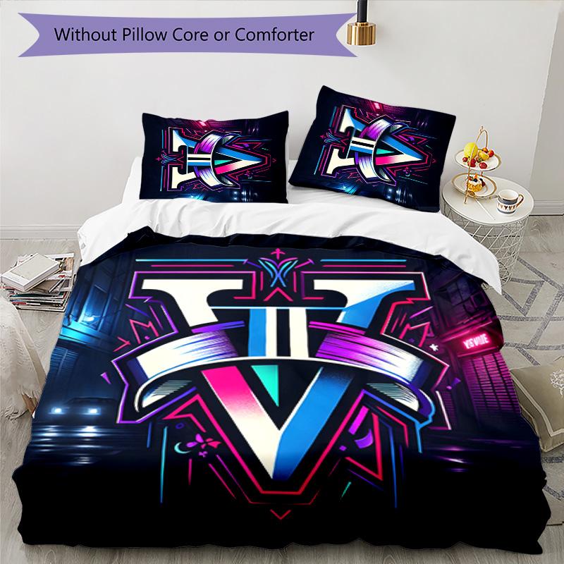 GTA 3pcs Bedding Set Duvet Cover Closure Includes 1 Duvet Cover & 2 Pillowcases for All Seasons Bedroom Home Dorm Decor