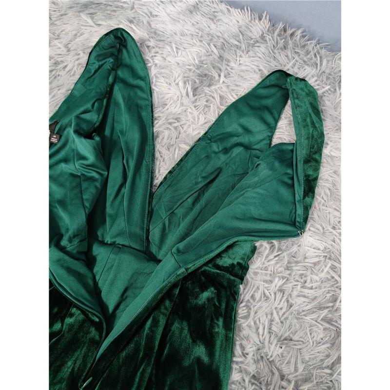 Export Single Lu Home Elegant High Quality Comfortable Velvet Twisted Slit Fashionable Adult Lady Like Woman Dress Evening Dress Long Skirt