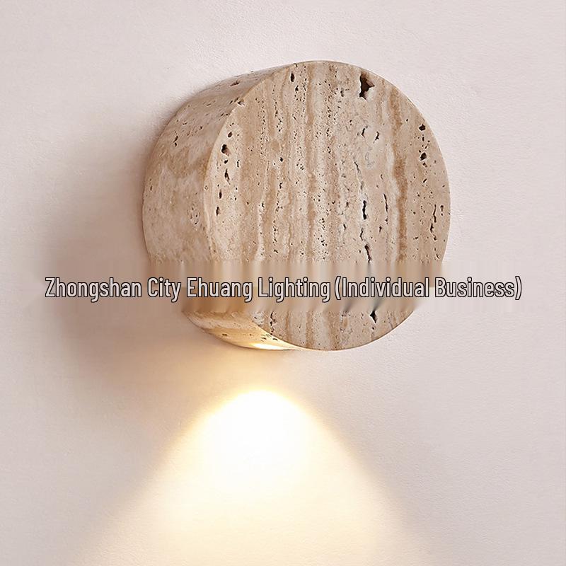 Wabi-Sabi Gelbe Travertin Nachttischlampe: Retro-Stil für Schlafzimmer & Wohnzimmer