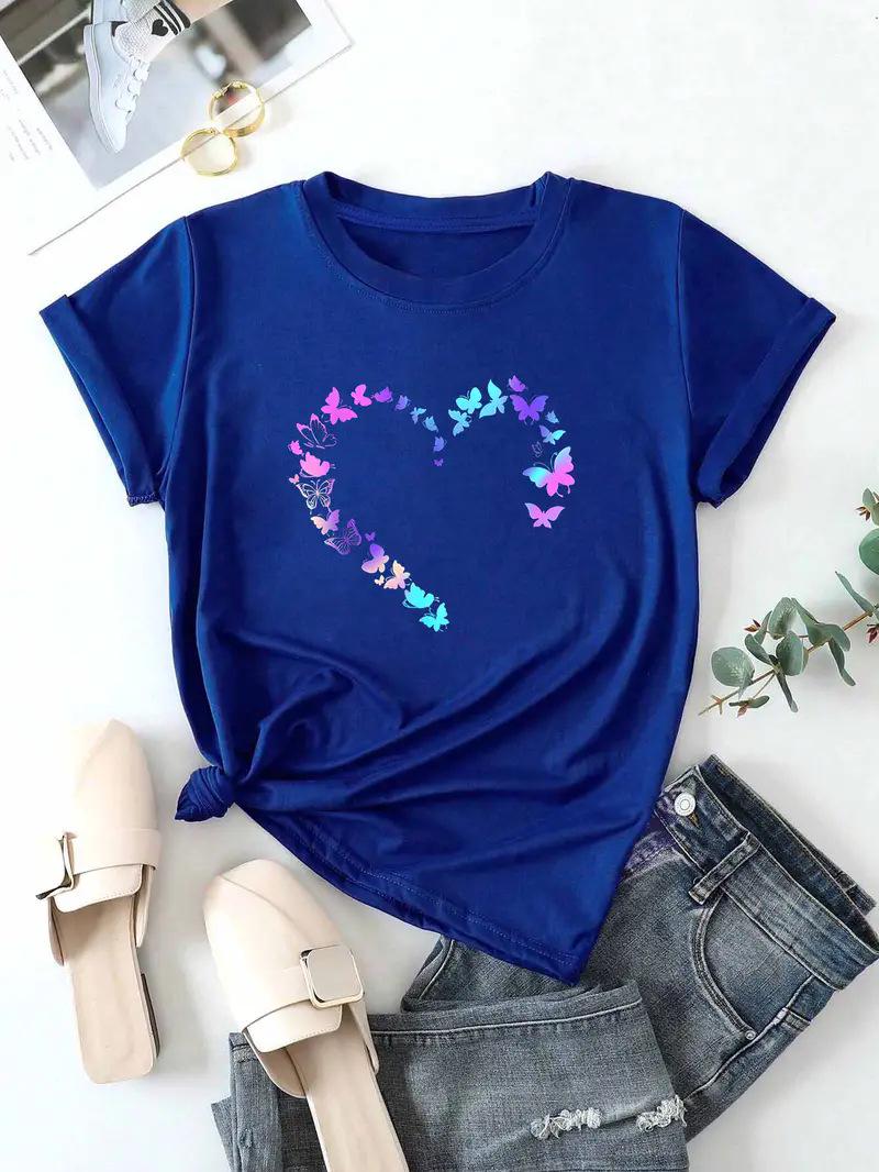 

Топ женский с коротким рукавом и круглым вырезом в форме сердца на День святого Валентина с бесплатной доставкой S