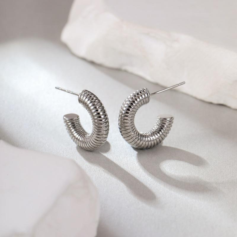 

Серьги с золотой нитью в стиле хип-хоп Опросы, ювелирные серьги Advanced C-образной линии 18K серебряный