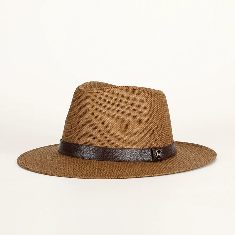Panama Woven Straw Sun Hat  Jazz  Hat Men'S And Women'S  Sun Shading Beach Hat Sun Protection Hat  Sombrero Hombre