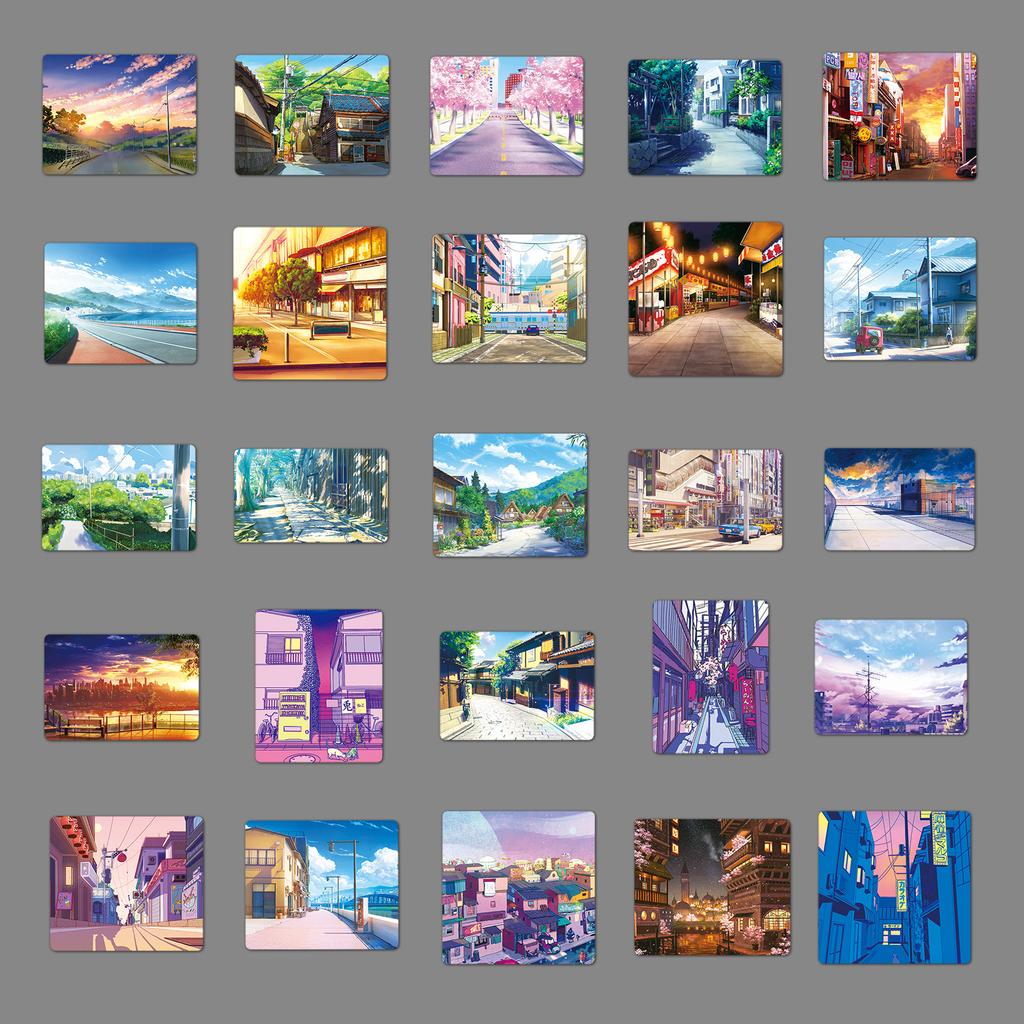 50 Japanese Comic Street Scene Graffiti Personalized Small and Fresh Decorative Skateboard Mobile Phone Case Suitcase Stickers Waterproof