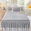 Lace Bed Skirt Thickened Quilted Coral Fleece Bedspread Mattress Protective Cover Autumn and Winter Bedding