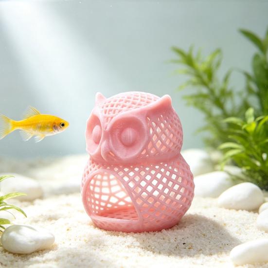 Betta Fish Habitat Accessories Owl Tank Hideout, Aquarium Shrimp Cave, Hollow Non-Toxic House Hide Cave for Decoration