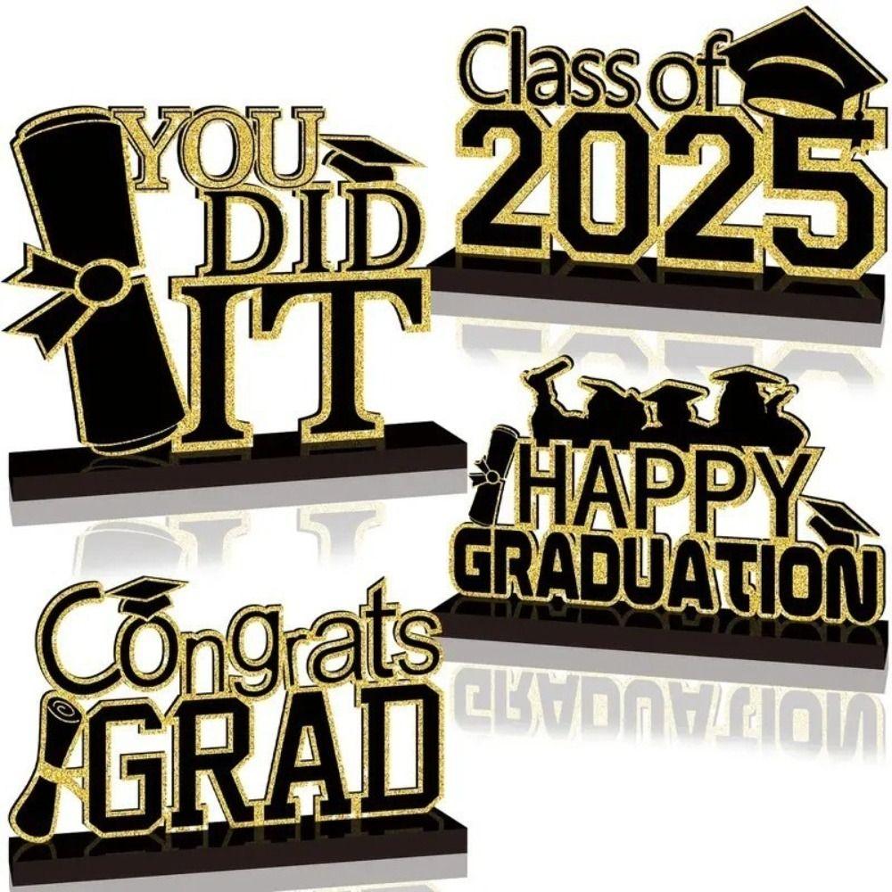 Grad Sign Wooden Bachelor Hat Wooden Letters Desktop Ornament  Tabletop Decor