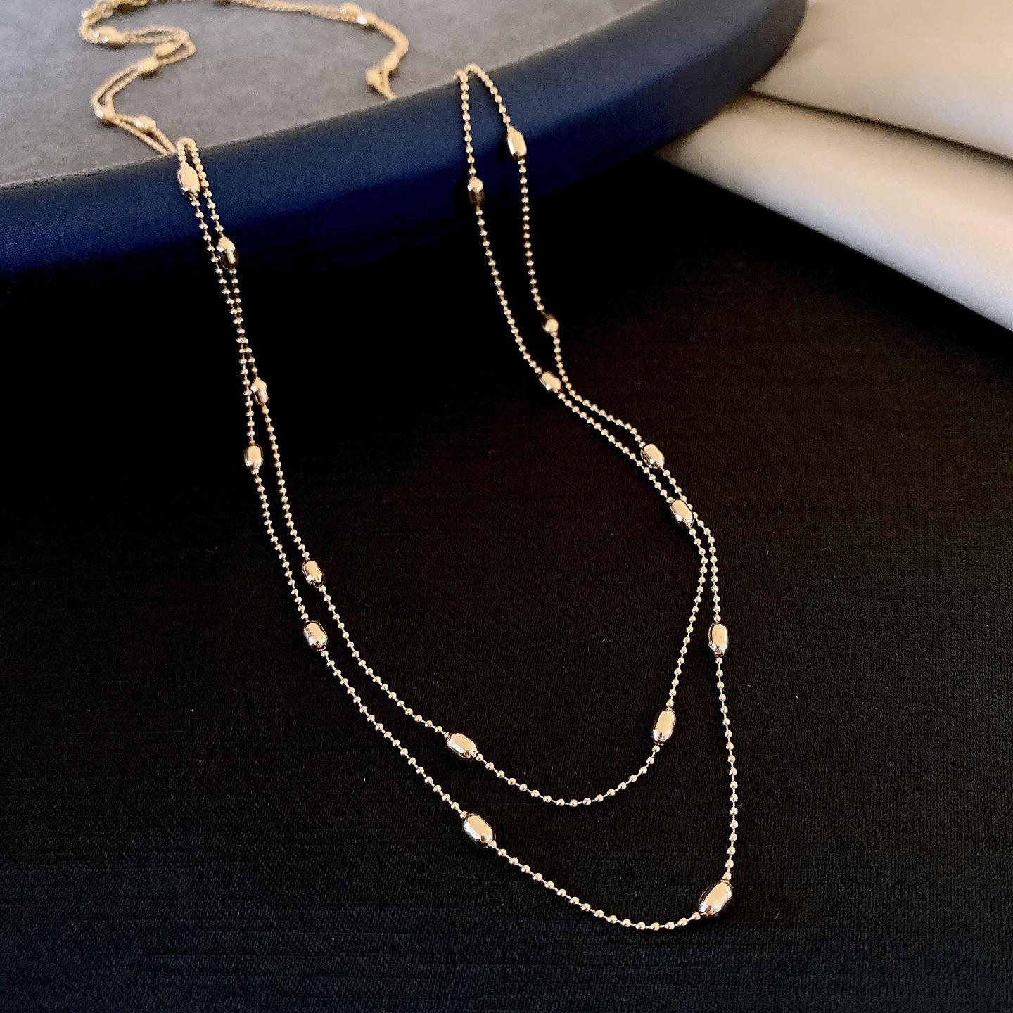 Simple oval rice chain necklace design sweater chain necklace