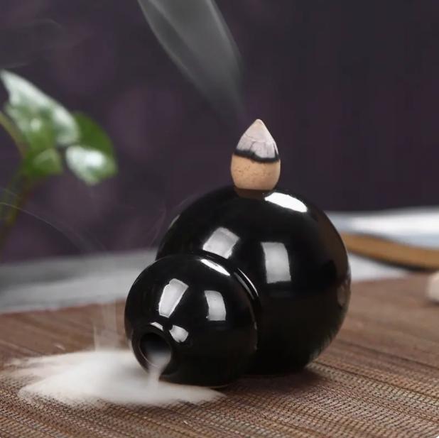 Leaf Tower Incense Ceramic Burner Fragrance Holder Backflow Censer Creative Aromatherapy Smoke Reflux Incense Stick Incense