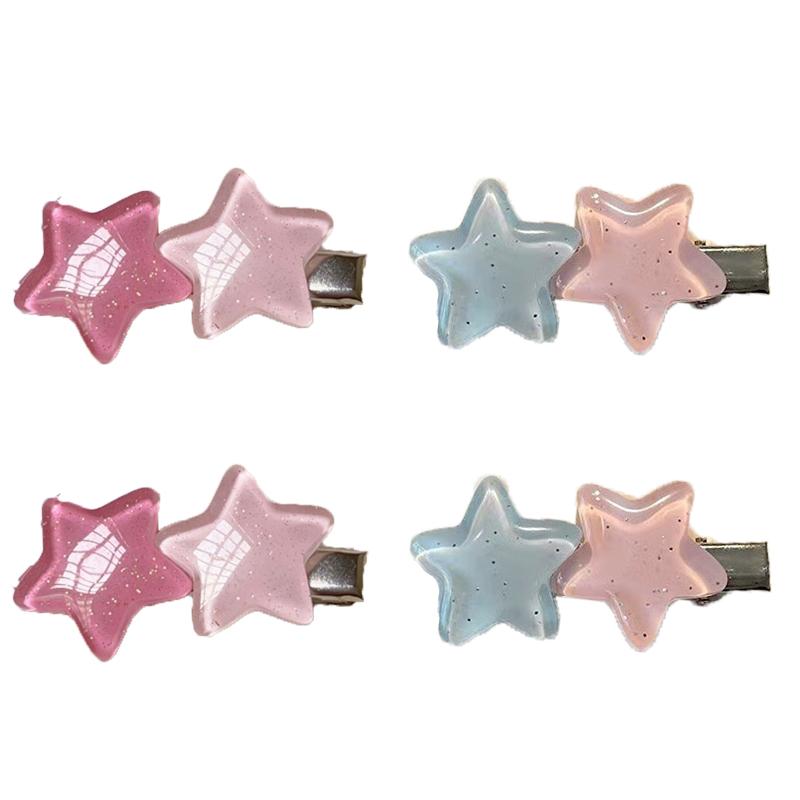 Jelly Color Star Hair Clip Are Versatile Gentle Simple Sweet Cute Hairpins Fashionable Hair Accessories