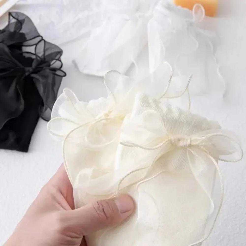 Lolita Bow Tie Mid Calf Lace Socks Princess Japanese Style Cute Socks for Women Girls Dress Skirt Accessories 1Pair Kawaii Socks