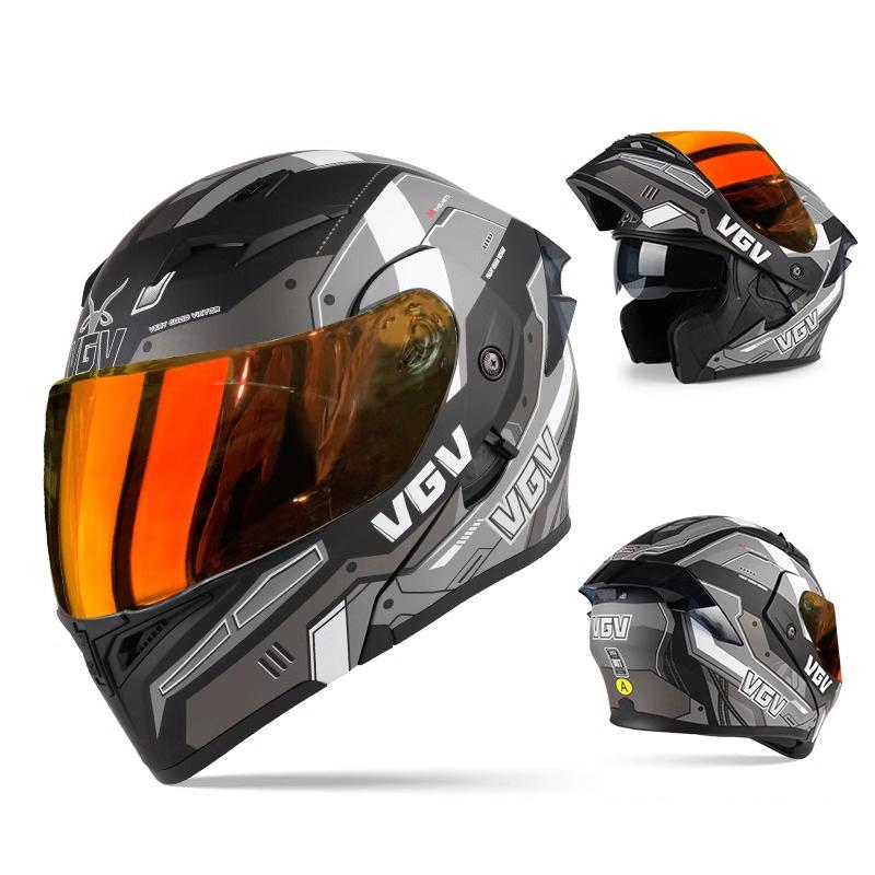 VGV Double Lens flip up helmet Openable motorcycle helmet Various Tinted Lens Sun protection glare and UV rays Modular cycling