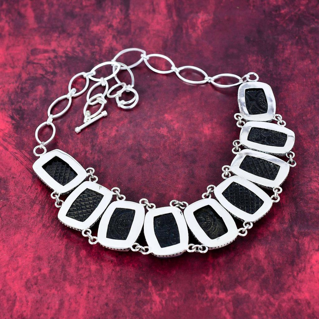 Dico Glass Handmade Gemstone Necklace, 925 Solid Sterling Silver Necklace Antique Jewelry, For Thanksgiving
