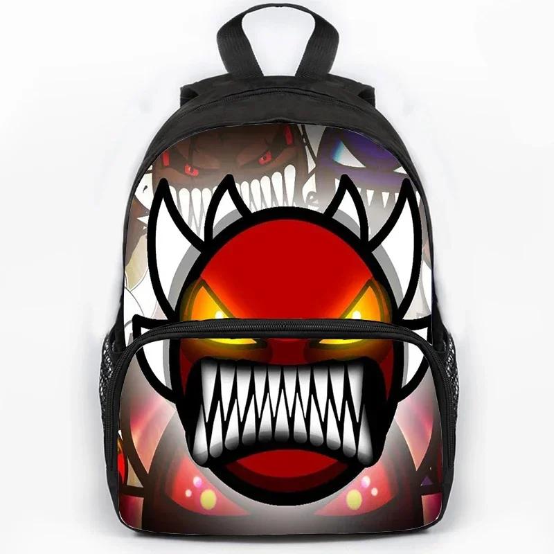 Children Large Capacity Angry Geometry Dash Print Backpack Students School Bags for Girls Boys Cartoon Bookbag Travel Backpacks