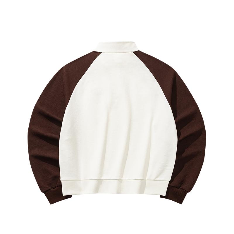 ANTA Sports Life Collection Sweatshirts Women's Ivory White/Truffle Brown Stand Collar Moderate 162648703-1