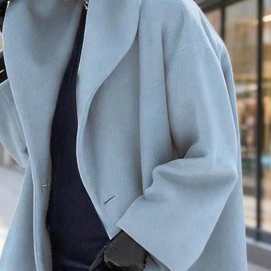 Women's Wool Blend Trench Coat Hooded Single-Breasted Pea Coat Fall Winter Thick Warm Jacket Casual Mid-Long Overcoat