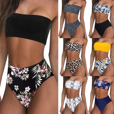 Kadın Baskı Yastıklı Push Up 2 Parça Bikini Oymalı Mayolar Beachweart