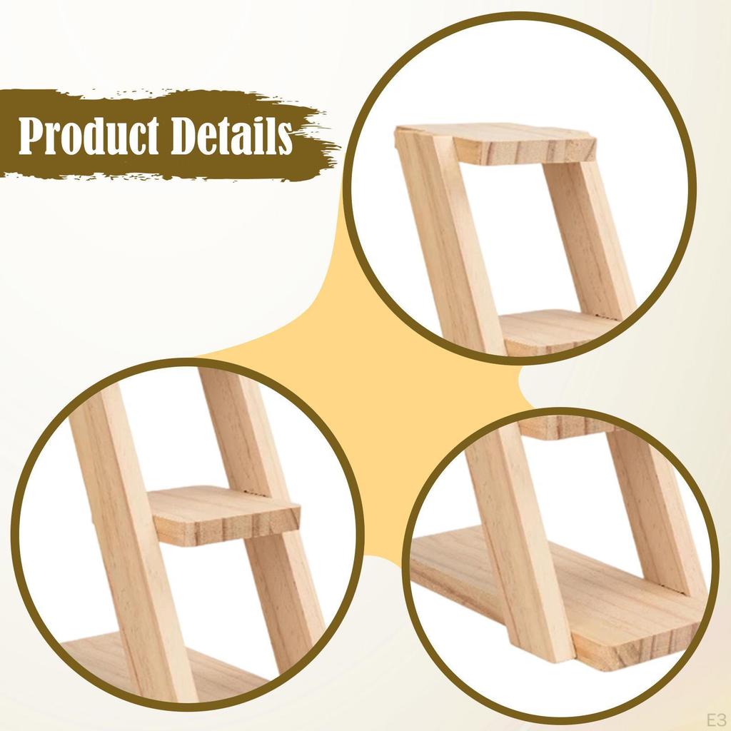 Dřevěný stojan na rostliny pro vnitřní použití, Stolní stojan, 3patrový policový držák na parapet, Stojan na květiny