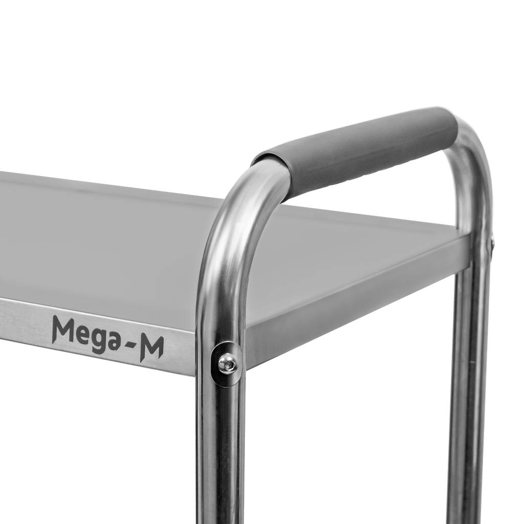 Stainless steel 2-shelf Mega-M STANDARD serving trolley W-85 cm D-45 cm H-90 cm N