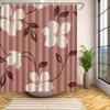 1pc White floral patterned shower curtain, polyester fabric, machine washable, with hooks, suitable for bathroom décor.