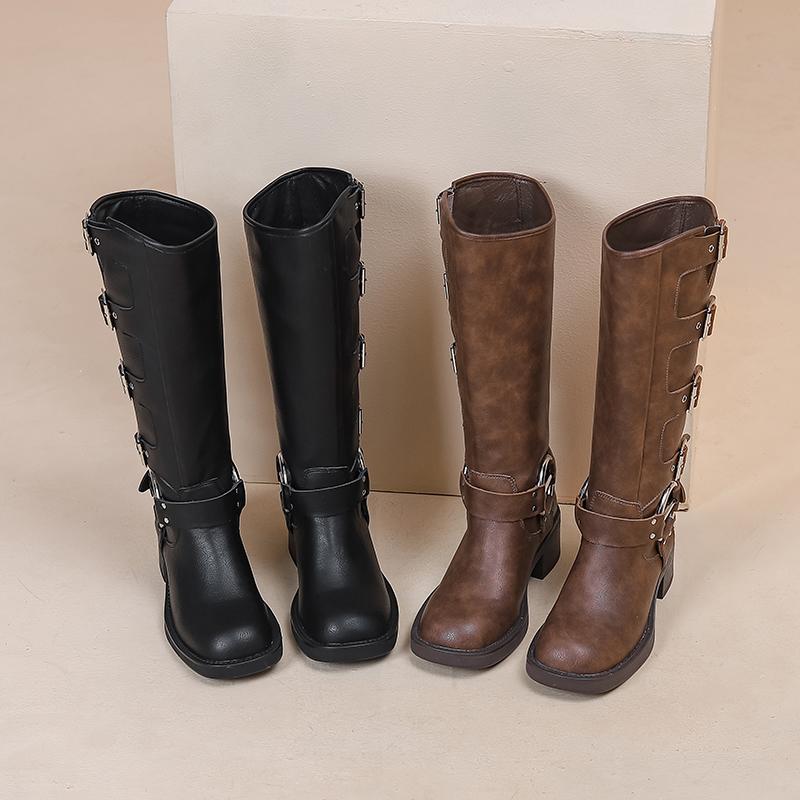 Fashion AIYUQI Women Cowboy Boots 2025 Autumn New Belt Buckle Women Knight Boots British Style Large Size 41 42 43 Women Long Boots