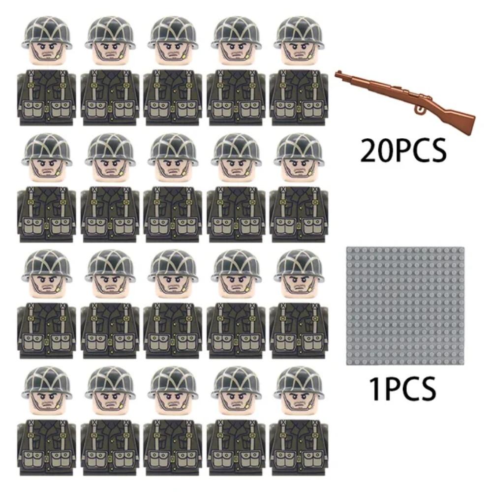 Kinderbausteine Chinesisches Spielzeug Neuer WW2 Soldat Militär Armee Mini-Puppen Nationales Bündnis Offizier Gewehrriemen Spielzeug Großhandel