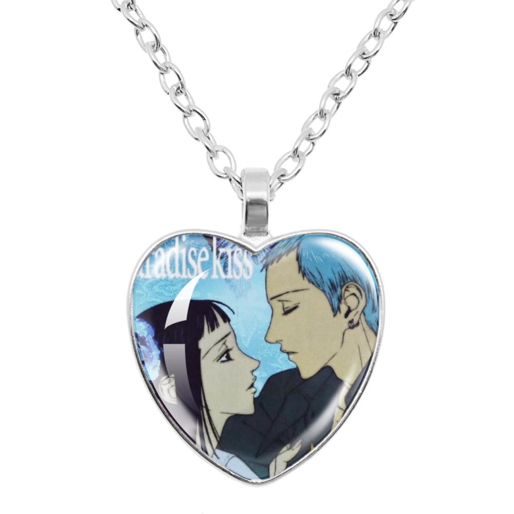 Paradise Kiss Anime Necklace Yukari Hayasaka Miwako Sakurada Glass Heart Shape Pendant Necklace Charm Jewelry Friend Gift