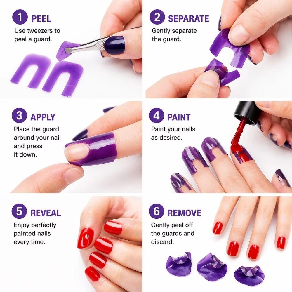 100Pcs Reusable Nail Polish Stickers U-Shape Anti-Overflow Tape Manicure Tool