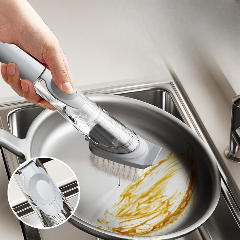 Kitchen Long-handled Hydraulic Pot Brush, Automatic Liquid Addition, Pot Brush, Cleaning Brush, Pot Brush, Dish Brush