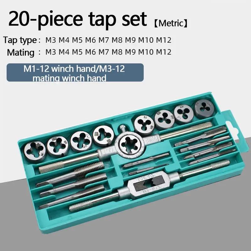12/20/40pcs Ultimate Hand Tap and Die Set - Complete M3-M12 Screw Thread Plugs, Straight Taper Reamer Tools for DIY Enthusiasts