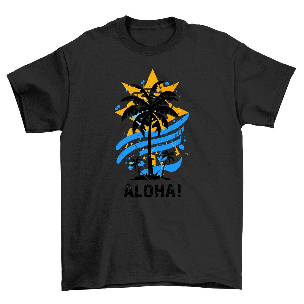 Summer_46 Aloha Vibes T-Shirt Mens Womens Tees Top - Ride the Wave in Style! 100% cotton, Funny t-shi