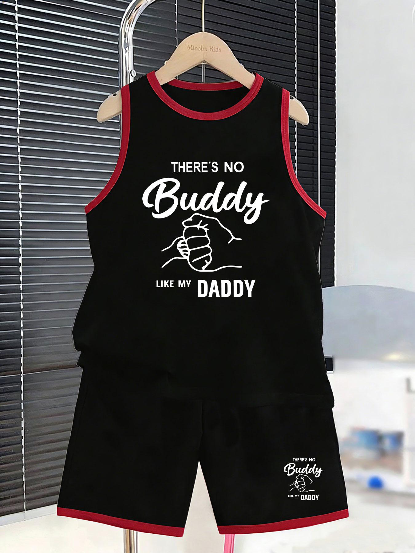 

Boys’ “Daddy’s Buddy” set. Warm prints, breathable fabric, loose fit for father-son outfits. 7Y