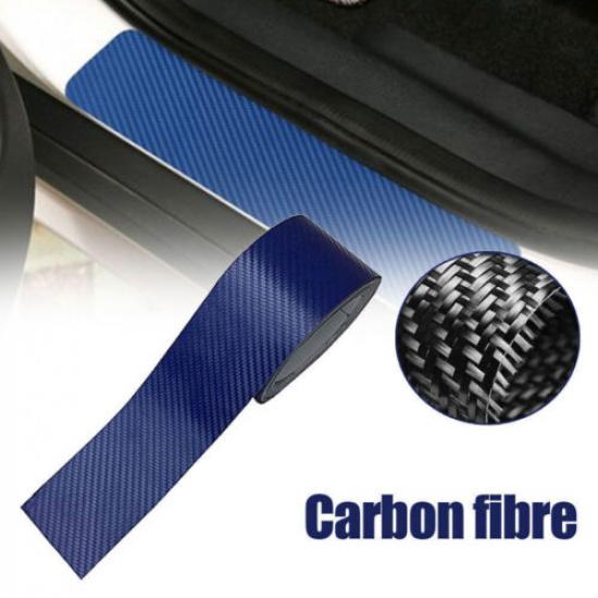 Blue Carbon Fiber Sticker Car Door Anti-Scratch Strip Protector Sill Scuff Cover