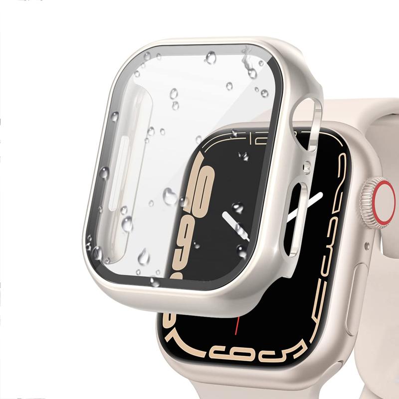 PC Colorful Watch Case Built-in Tempered Glass for Apple Watch 45mm 40mm 44mm 41mm IWatch Series 9 8 7 6 SE 5 Coverage Cover
