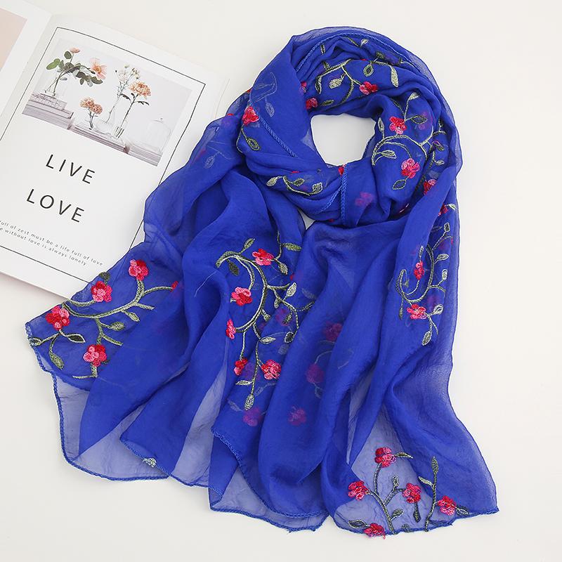 India Bohemian Chiffon Scarf Women Muslim Hijab Print Scarves Beach Flower Shawl Wrap Embroidered Scarf Ethnic Bandana 180*75Cm