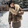 Chic Winter Women Jacket Korean Style Faux Fur Collar Slim Fit Warm Padded Coat Fashionable Outwear