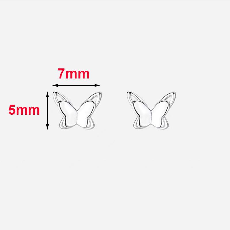 Real 925 Silver Butterfly Mini Stud Earrings For Women Classic Insect Fine Jewelry Minimalist Accessories