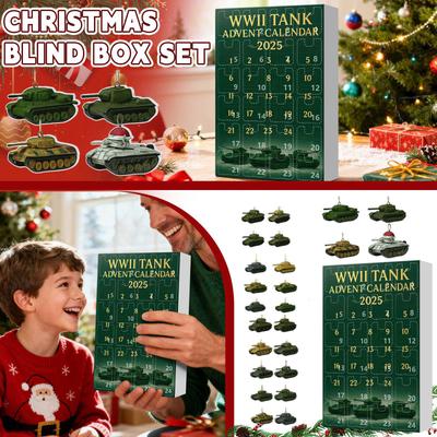 Countdown Calendar Blind Box for Christmas 2D Flat Hangings 24pcs Tank Shape Acrylic Keychains Christmas Tree Ornaments Kid Gift