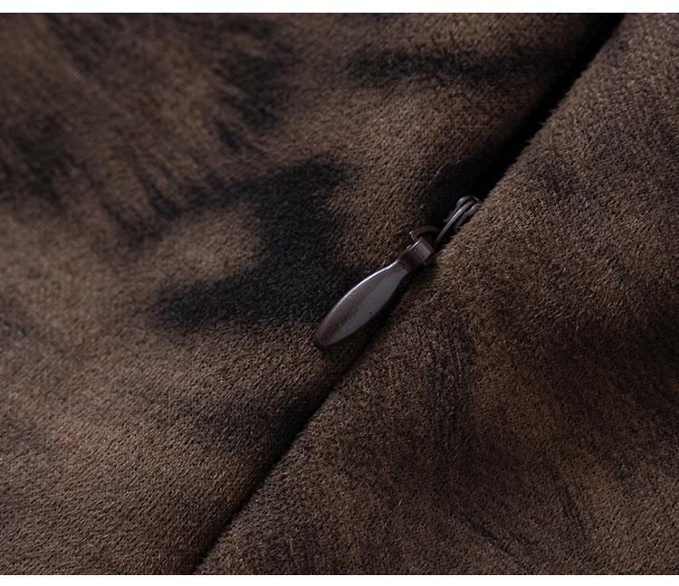 Women's High Waist Leopard Print Suede Skirt - Autumn/Winter 2025